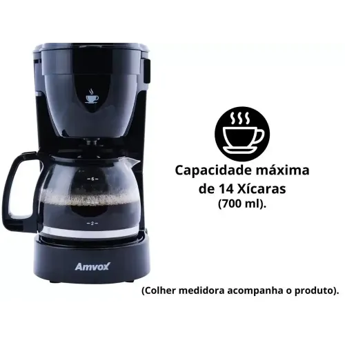 AMVOX SKD CAFETEIRA 14 XICARAS ACF227 NEW BLACK110V