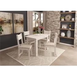 INDEKES MESA CARIBE 4 CADEIRAS BRANCA LINHO 797
