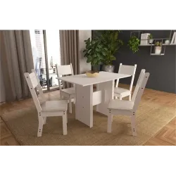 INDEKES MESA LUIZA 4 CADEIRAS BRANCA LINHO 797