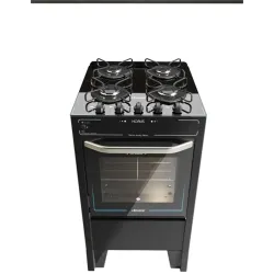 BRASLAR FOGAO 4 BOCAS MESA DE VIDRO HORUS BLACK COM ACENDIMENTO