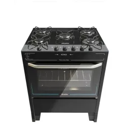 BRASLAR FOGAO 5BOCAS MESA DE VIDRO HORUS BLACK COM ACENDIMENTO