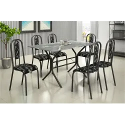 TEIXEIRA CONJ CABO FRIO 6 CAD LISBOA MARTELADO PRETO 140X75