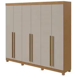 LOPAS ROUPEIRO BERTHA 6 PORTAS C PES 2 KIT GAVETAS AMENDOA CLEAN OFF