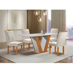 CEL MOVEIS MESA QATAR 4 CADEIRA LONDRES TECIDO 169 120X80 CINAMOMO OFF