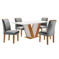 CEL MOVEIS MESA QATAR 4 CADEIRA LONDRES TECIDO 171 120X80 CINAMOMO OFF