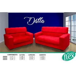 FLEX ESTOFADOS DALLA 3X2 SUED PENA VERMELHO