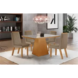 LJ MESA PRADA 120X80 4 CADEIRAS RIVIERA ABP SUEDY CAPUCCINO TEC 163 CA