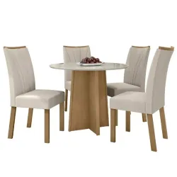 LOPAS MESA CELEBRARE REDONDA 4 CADEIRA APOGEU 100 X100 AMENDOA CEANOFF