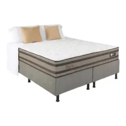 DESIGN CONJ COLCHAO ELEGANT C BASE 158X60 TEC SATURNO CINZA