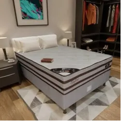 DESIGN CONJ COLCHAO ELEGANT C BASE 138X60 TEC SATURNO CINZA