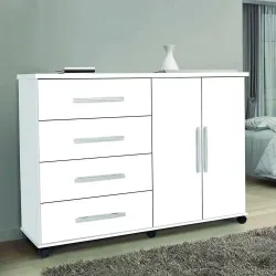 PRIMUS COMODA COM 4 GAVETAS E 2 PORTAS BALI BRANCO