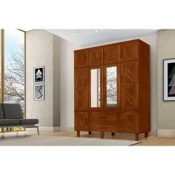 ATRAENTE MOVEIS ROUPEIRO CHICAGO 4 PORTAS CASTANHO