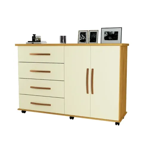 PRIMUS COMODA COM 4 GAVETAS E 2 PORTAS BALI MEL / PEROLA