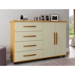 PRIMUS COMODA COM 4 GAVETAS E 2 PORTAS BALI MEL / PEROLA