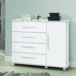 PRIMUS COMODA COM SAPATEIRA 1 PORTA E 4 GAVETAS VENEZA BRANCO