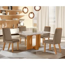LJ MOVEIS CJ FIRENZE 1,20X0,80 COM VIDRO OFF WHITE  4 CD RIVIERA TEC 1