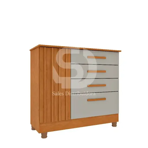 TCIL COMODA 4 GAV. GUARANI RIPADA C/4 PES - CINAMOMO/OFF WHITE