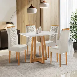 CEL MOVEIS MESA MARIANA 1,20X0,80 C/04 CAD.PEQUIM TEC 169 TAMPO VIDRO