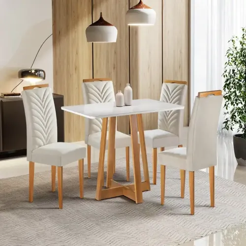 CEL MOVEIS MESA MARIANA 1,20X0,80 C/04 CAD.PEQUIM TEC 169 TAMPO VIDRO