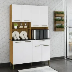 RONIPA KIT TANNAT 8 PORTAS E 1 GAVETA AMENDOA/BRANCO