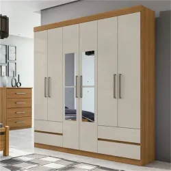 GUARDA ROUPA CASAL C ESPELHO 6 PORTAS 4 GAVETAS ZEUS MOVEIS LOPAS ROVE