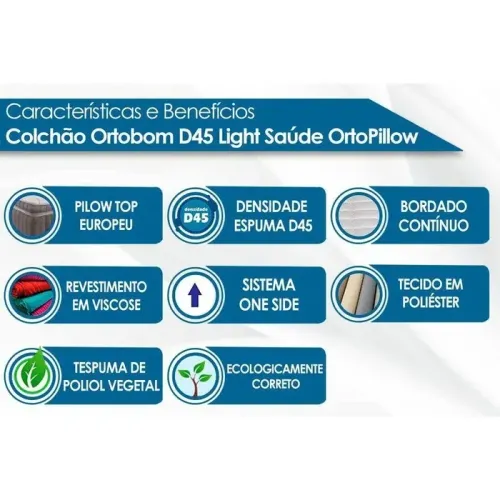 ORTOBOM COLCHAO LIGHT D45 138X188X25  ORTOPILLOW