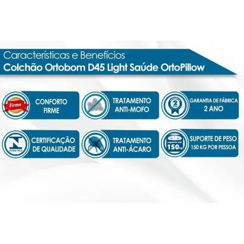 ORTOBOM COLCHAO LIGHT D45 138X188X25  ORTOPILLOW