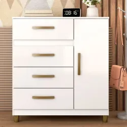 COMODA LEME 1PTA 4GAV BRANCO - FELLICCI