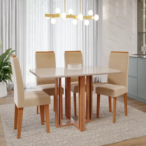 CIMOL SALA  FLORA 1,30 C/ VIDRO C/ 04 CAD TAIS NUDE - CINAMOMO/OFF