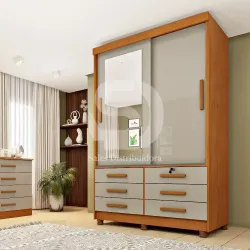 TCIL ROUPEIRO CHICAGO 2 PORTAS CINAMOMOOFF C/PÉS E ESPELHO