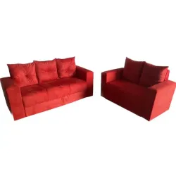 ORTOLIFE CONJUNTO 2X3 LUGARES ORTOPOP C ALMOFADAS VERMELHO